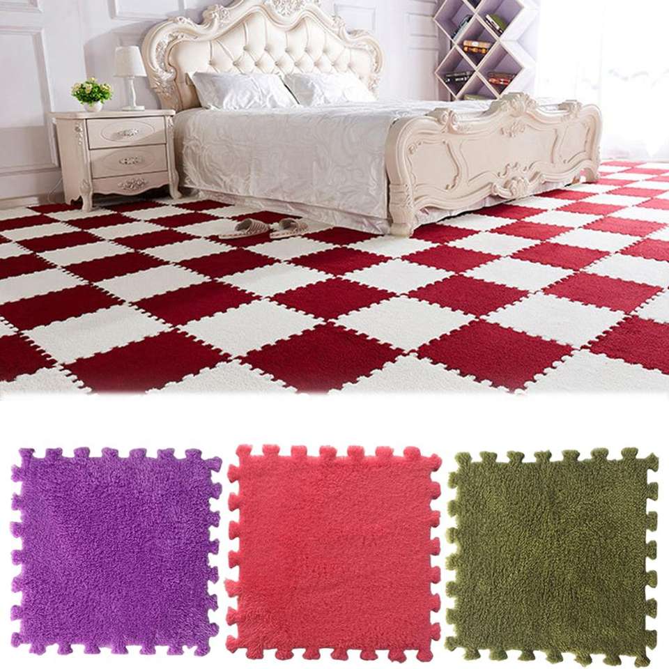 plush medium fluffy carpets tiles baby play mat carpet children crawling puzzle mat plush carpet